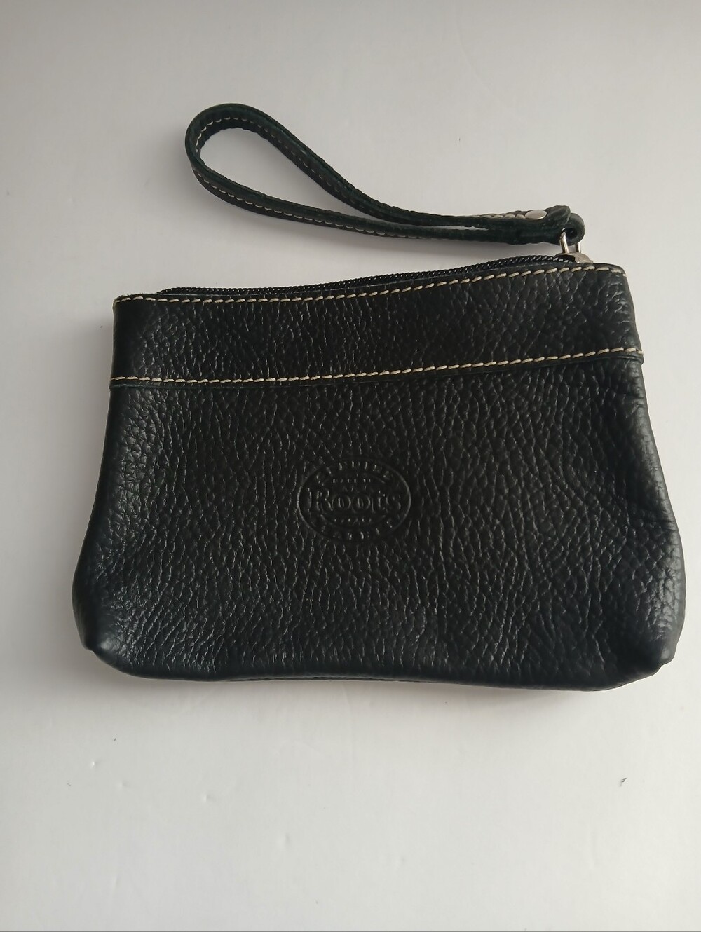 Roots Pebbled Leather Wristlet